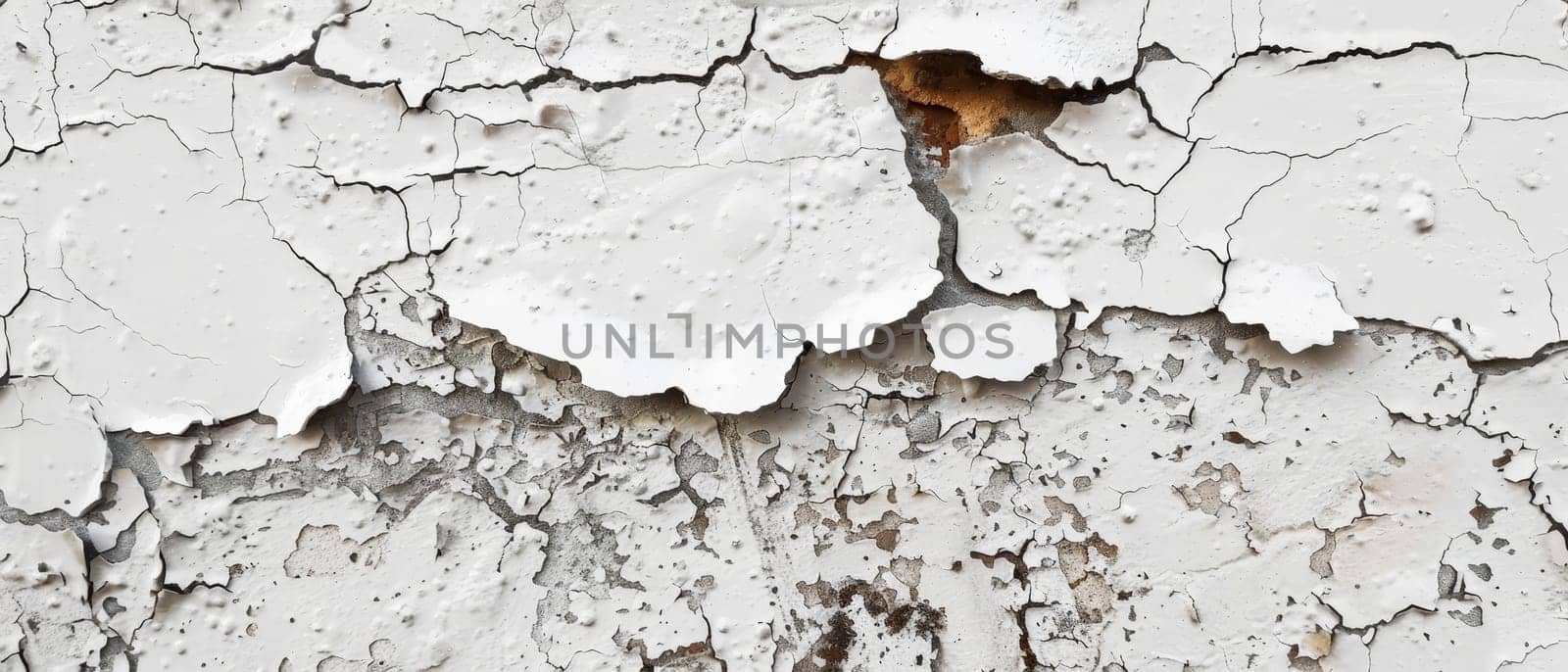 Fading white paint peels away from a wall, revealing layers of history and wear. The fragmented texture is a silent narrative of past and present