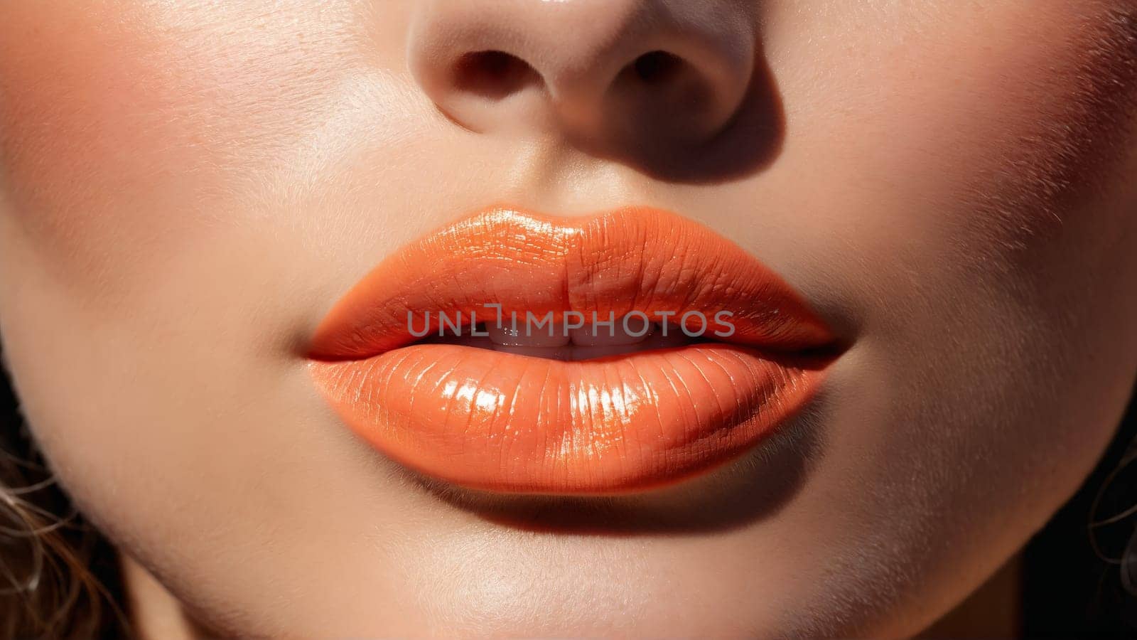 Coral Summer Kiss Close up of a woman with sun kissed skin coral lips and by panophotograph