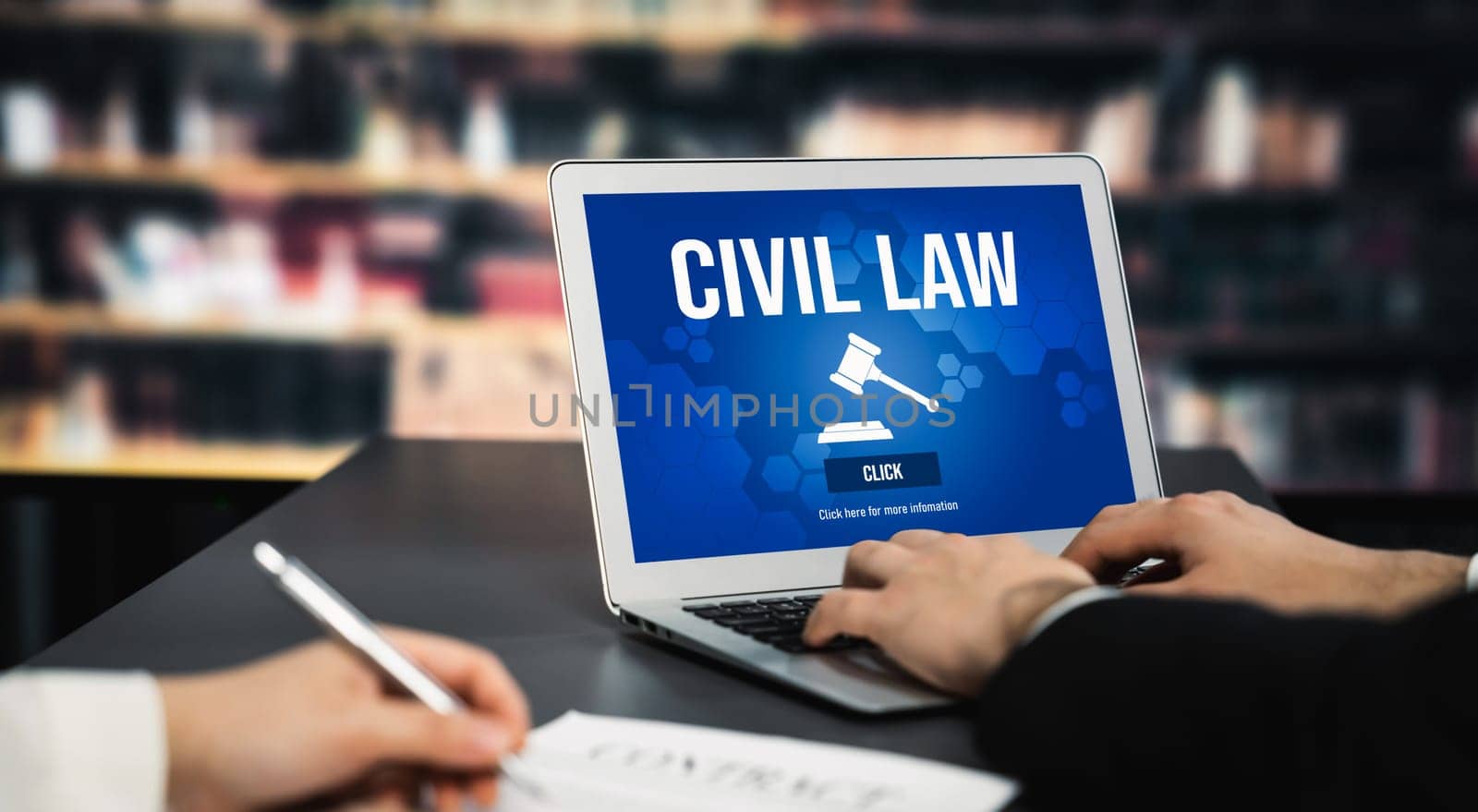 Civil law savvy information showing on laptop computer screen by biancoblue