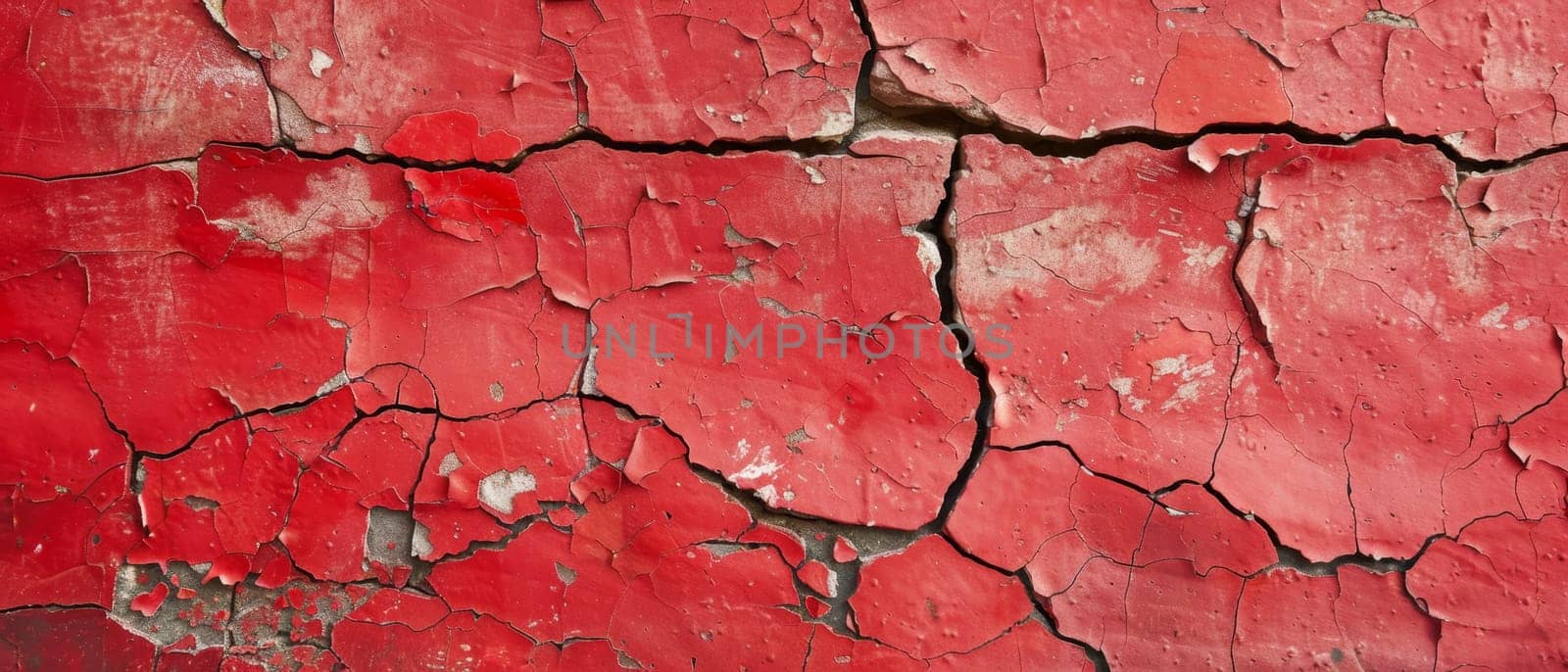 The concrete wall's peeling red paint creates an intriguing texture, a reflection of the urban landscape's ever-changing face. The red tones vary in intensity