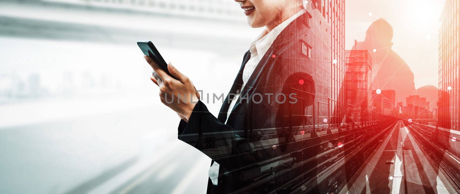 Double Exposure Image of Business Communication uds by biancoblue