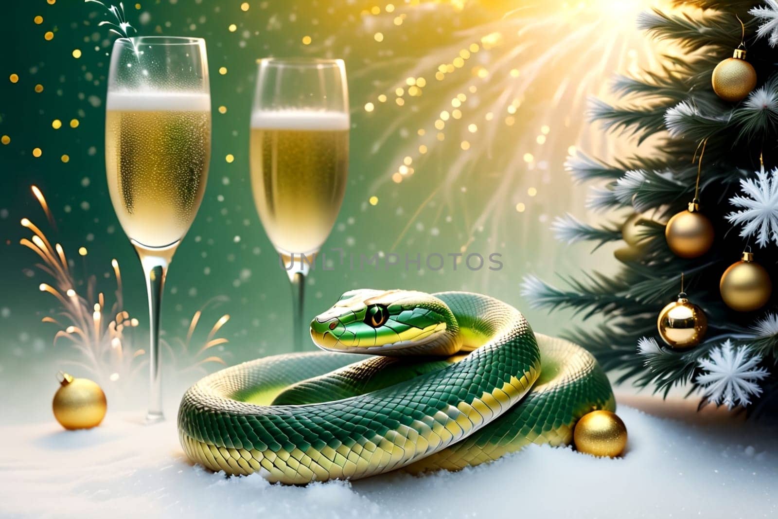 New Year greeting card with New Year balls .