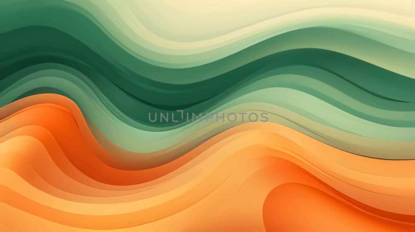 Abstract background design: abstract background with smooth wavy lines in orange and green colors