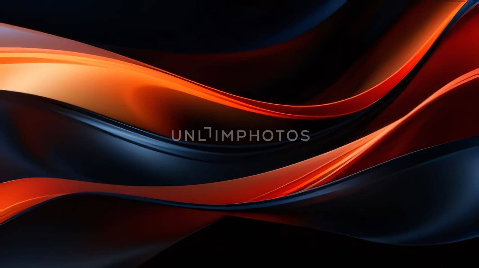 Abstract background design: abstract orange and black wavy background. 3d render illustration