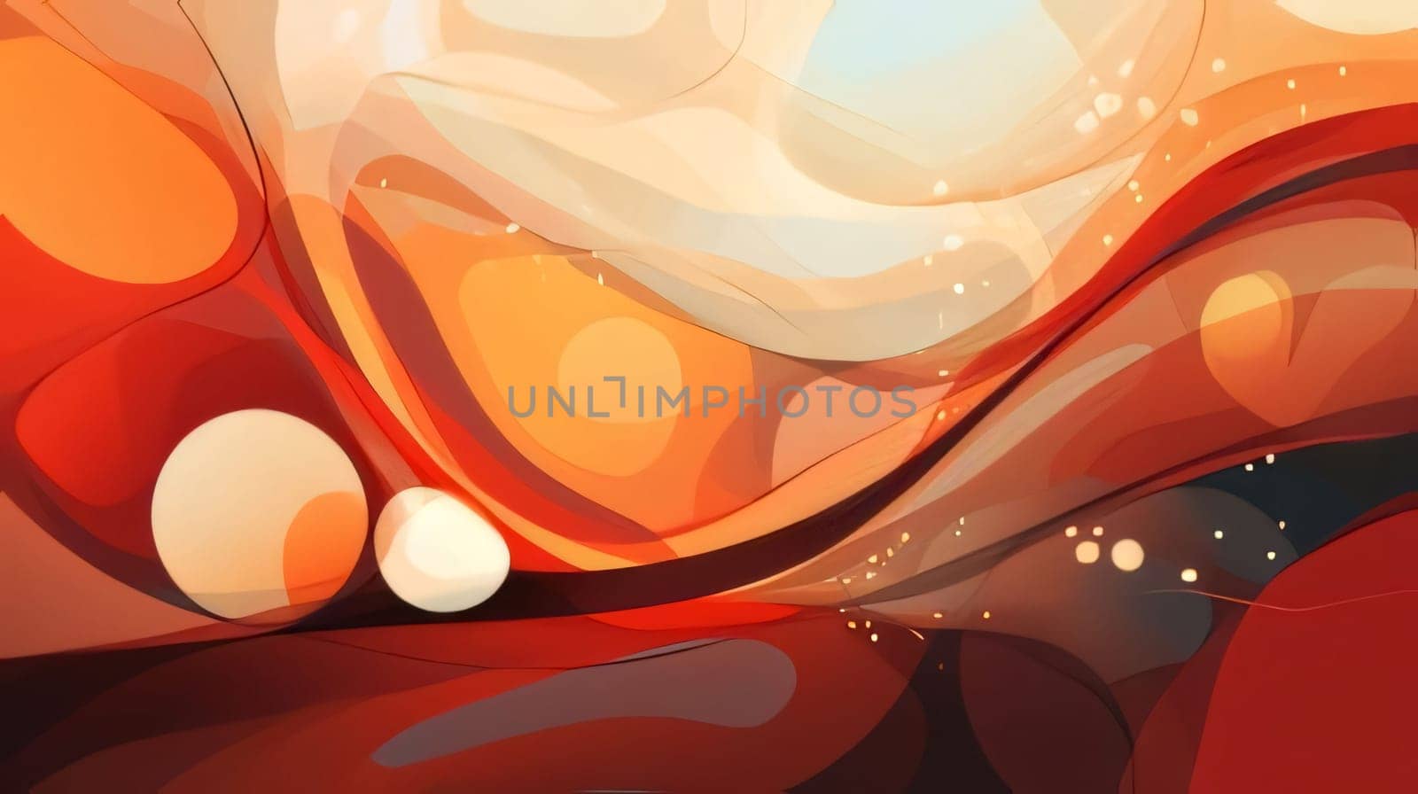 abstract red background with circles and bokeh, vector illustration by ThemesS