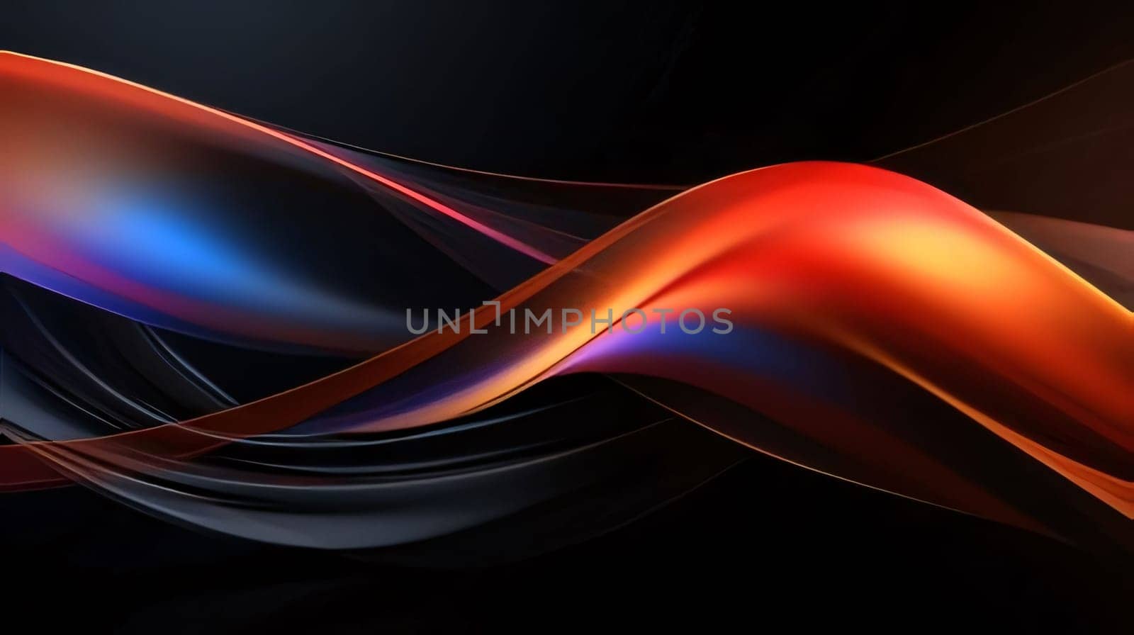 Abstract background design: abstract red and blue wavy lines on black background, vector illustration