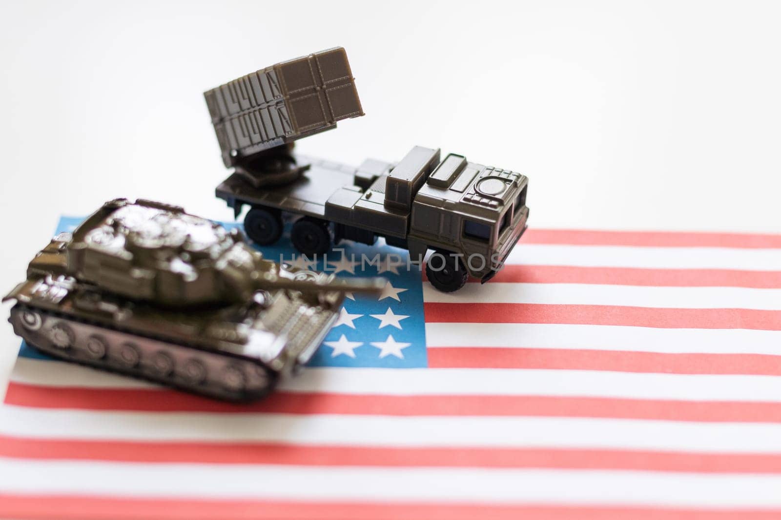 Weapons, military supplies in the USA, concept. 3D rendering isolated on white background by Andelov13