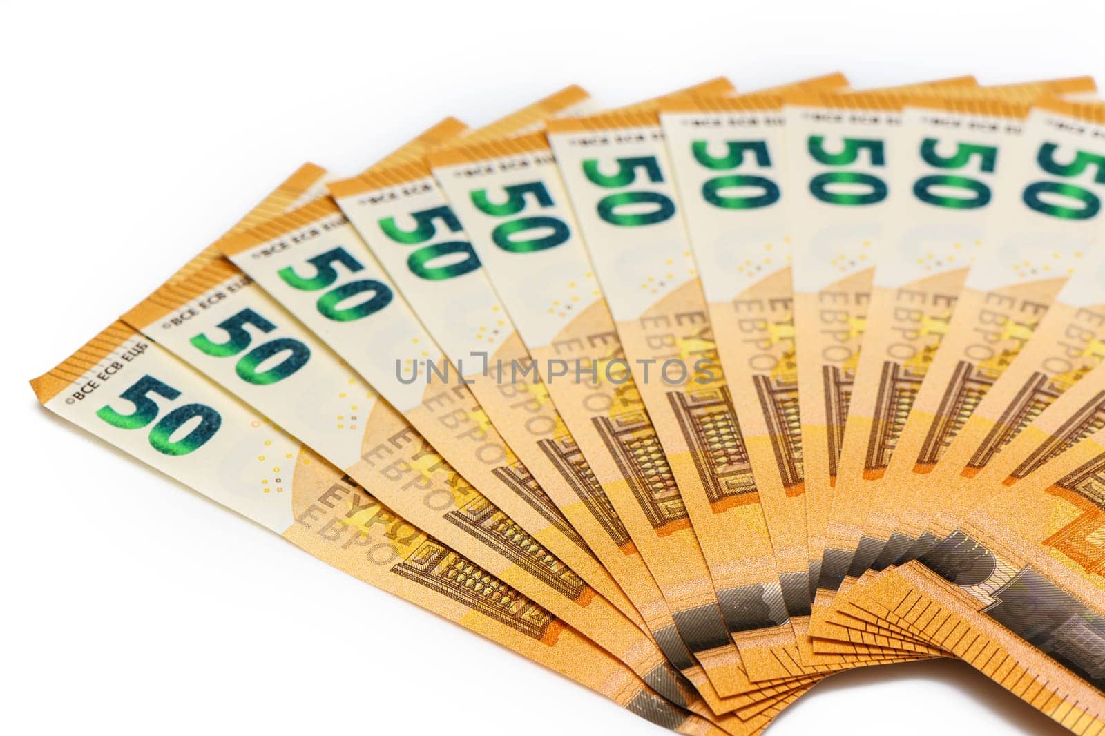 European money cash with 50 euros bills, top view by Mixa74