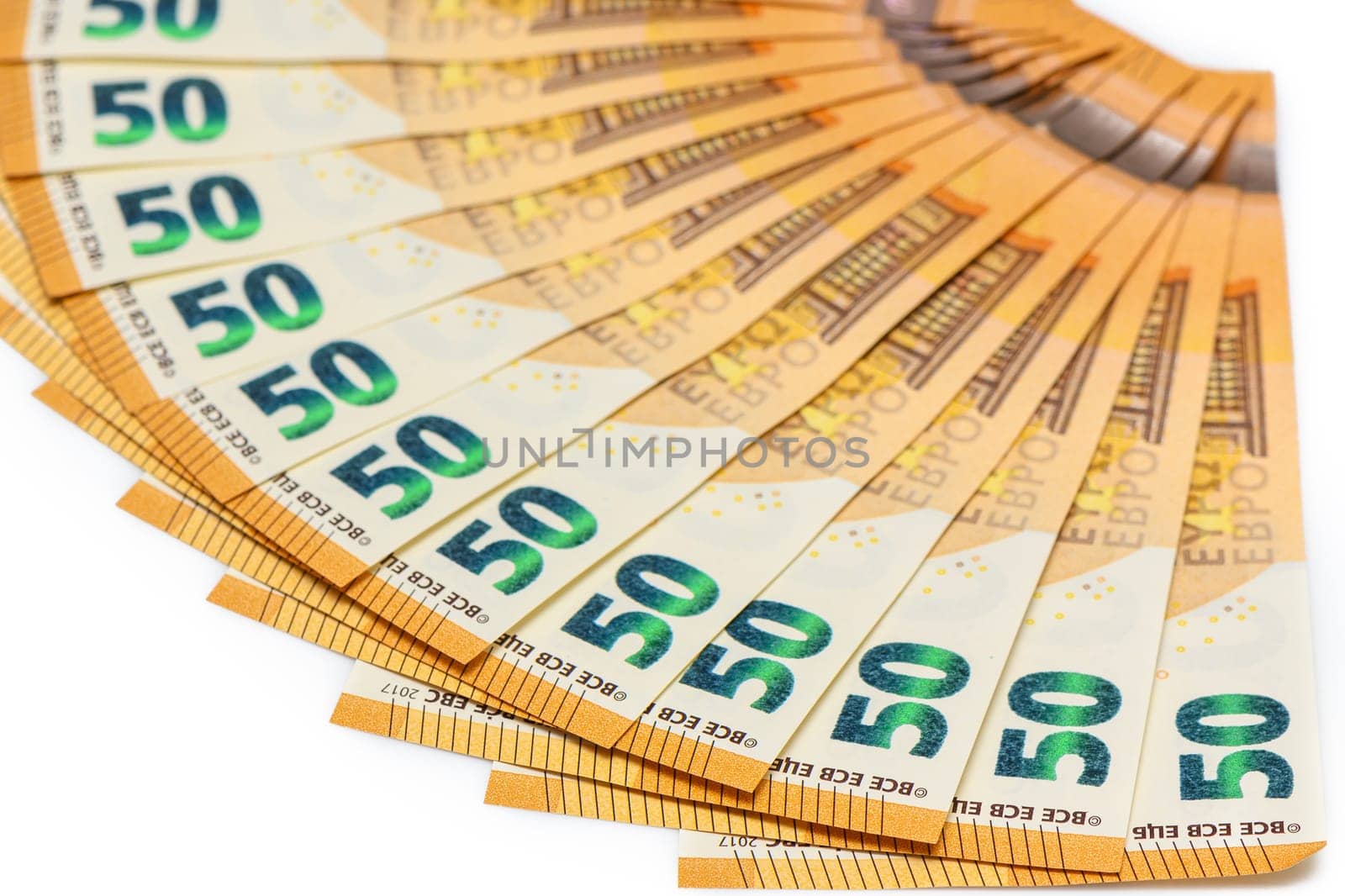 50 euro bills on white background by Mixa74