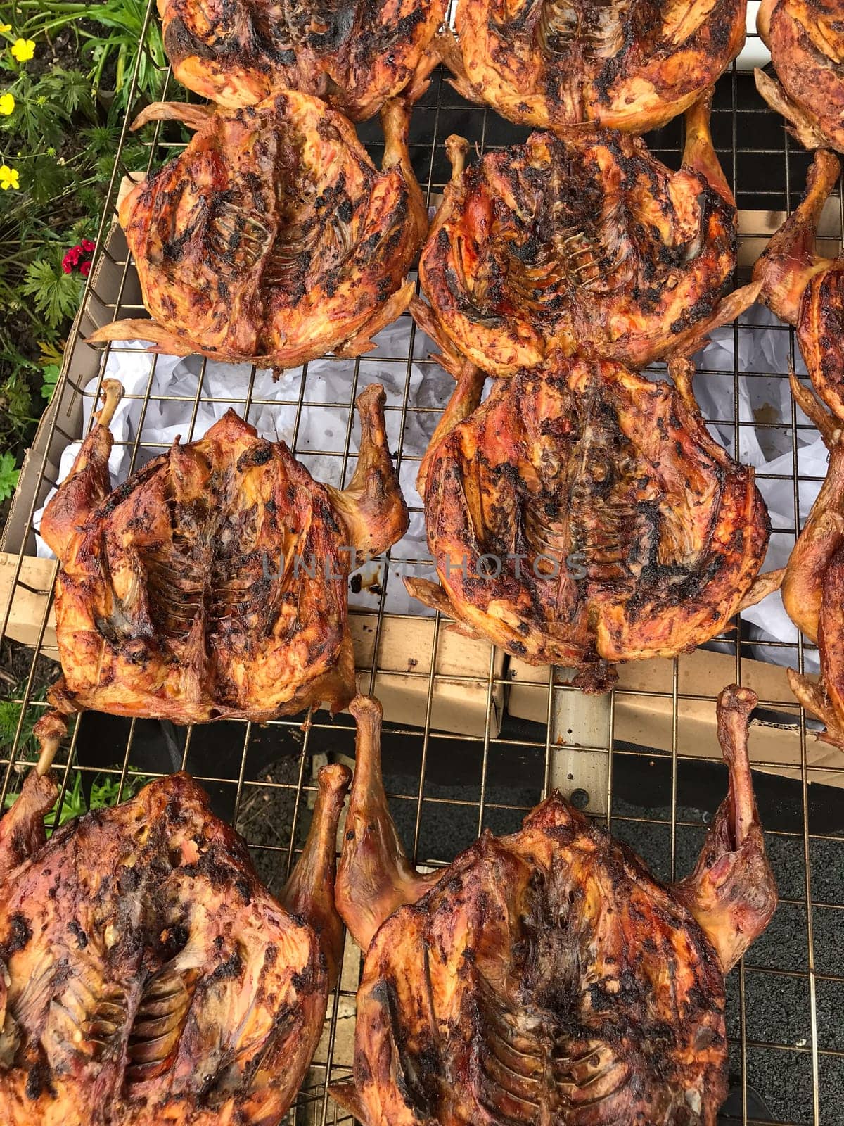 Delicious chickens wings and lamb barbecue on hot grill by FreeProd