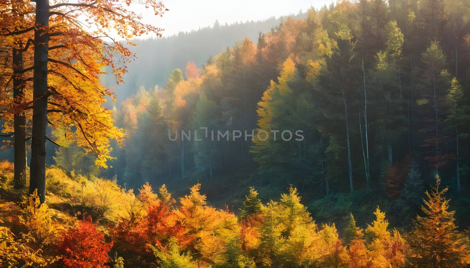 Scenic Serenity: Fall Landscape Amidst Nature's Beauty by Petrichor