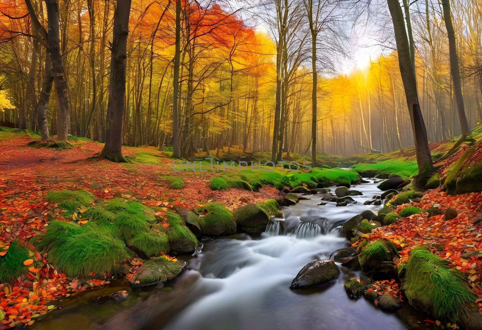 Autumn Serenity: A River's Journey Through the Forest by Petrichor