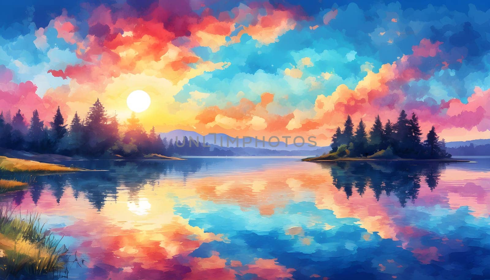 Tranquil Waters: Captivating Sunset by the Lake
