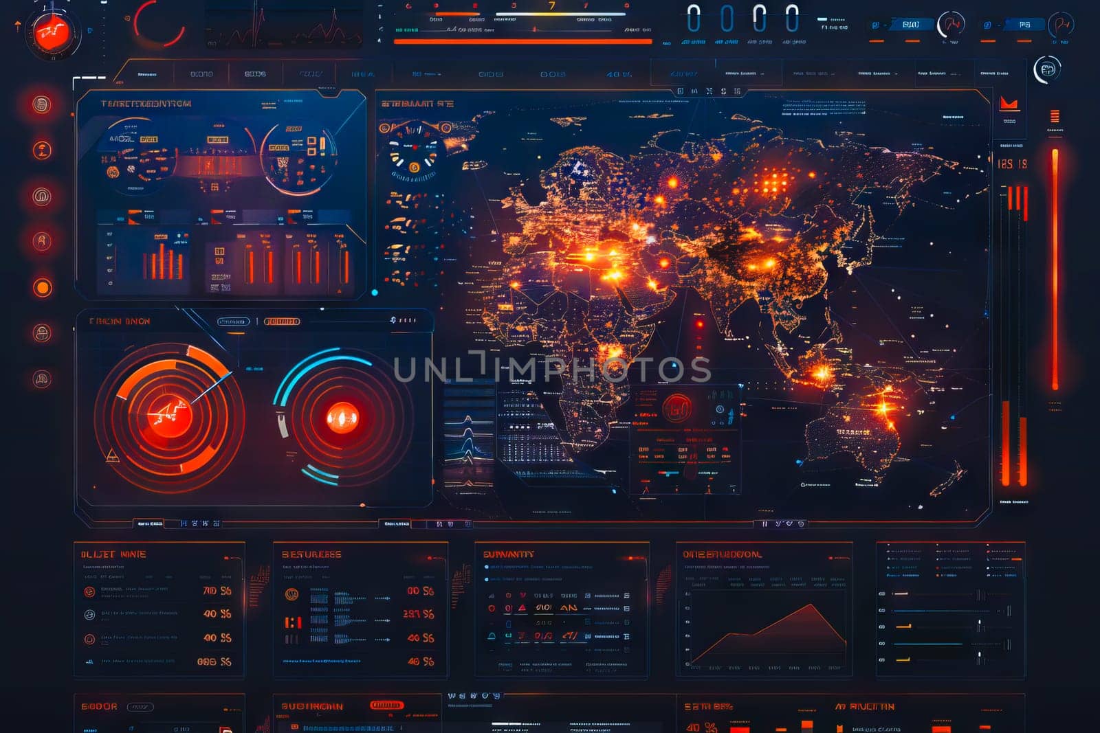 Diagram Scientific information futuristic and Technological Dashboard Map.