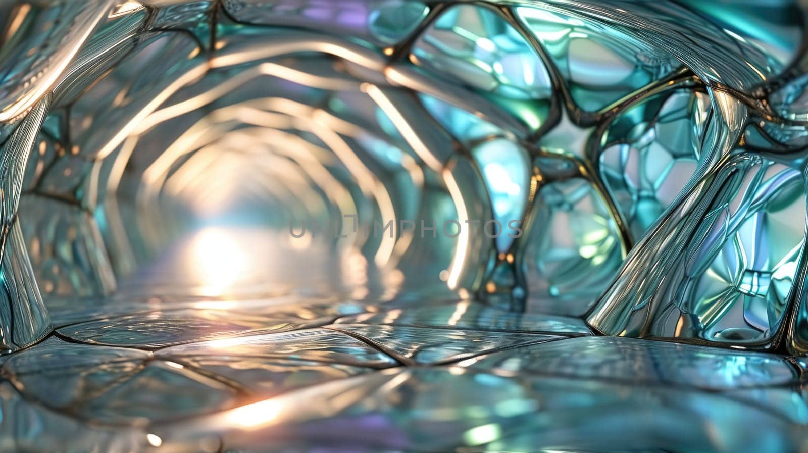 The picture of the abstract clean long hallway that has been created from the glass material that what make it looks beautiful yet fragile at the same time but can get light from every part. AIGX01.