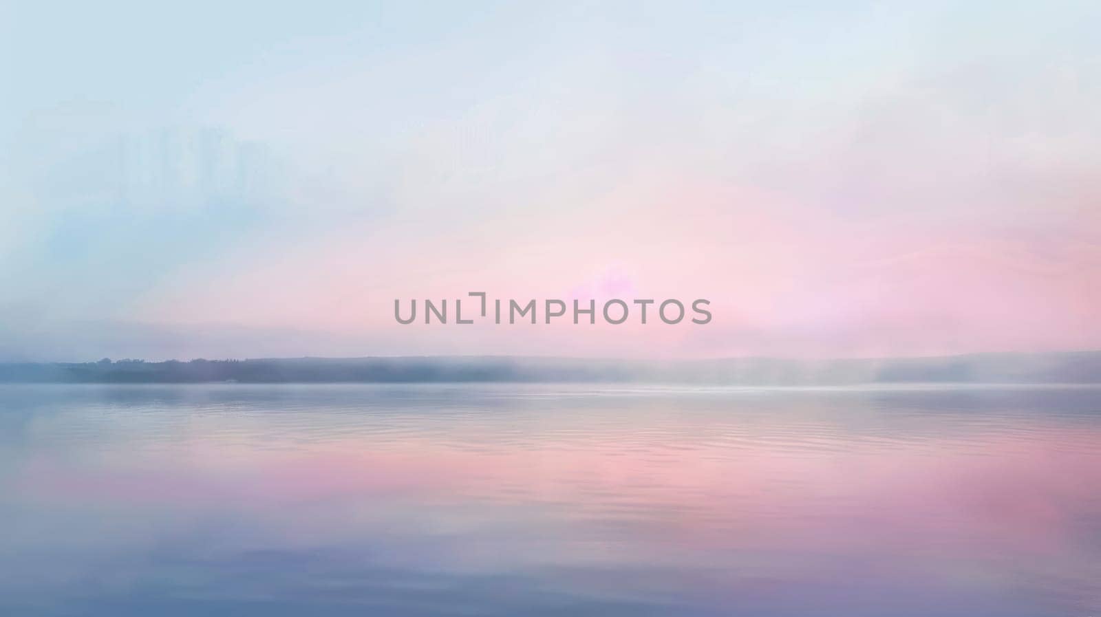 A rectangle painting of a natural landscape featuring a lake with a beautiful sunset in the background. The sky is filled with cumulus clouds, creating a stunning art piece AIG50