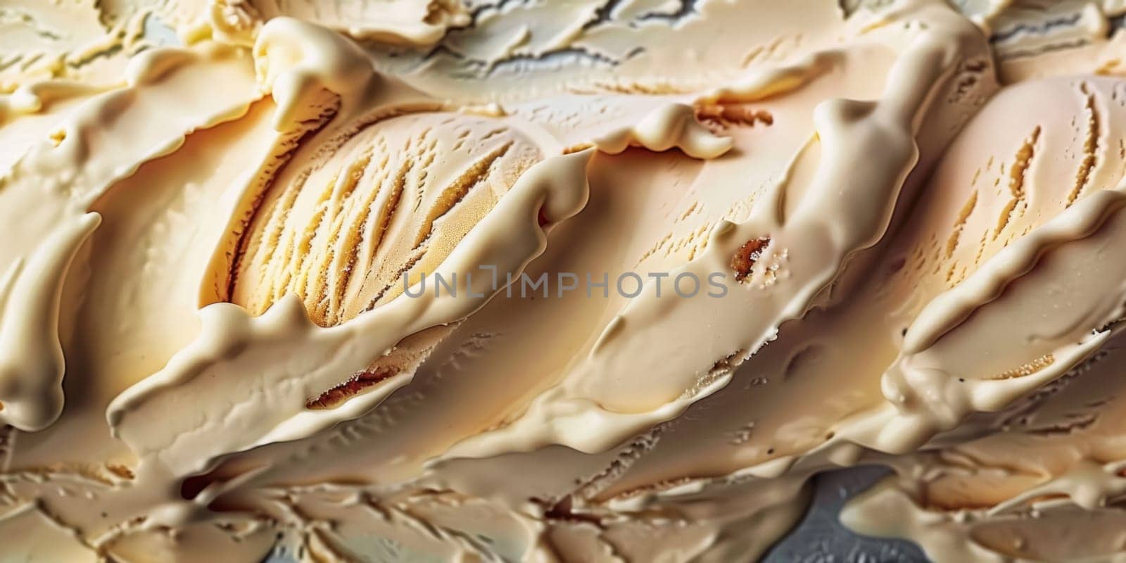 Ice Cream Top View Textured Surface Background. Soft Gelato Full Frame Banner Wallpaper. Ai generated