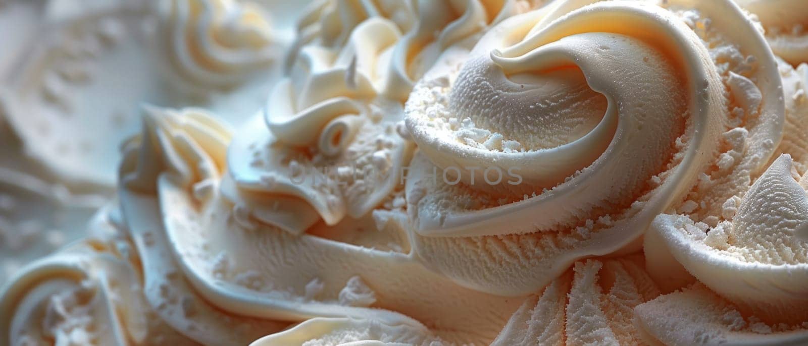Ice Cream Top View Textured Surface Background. Soft Gelato Full Frame Banner Wallpaper. Ai generated