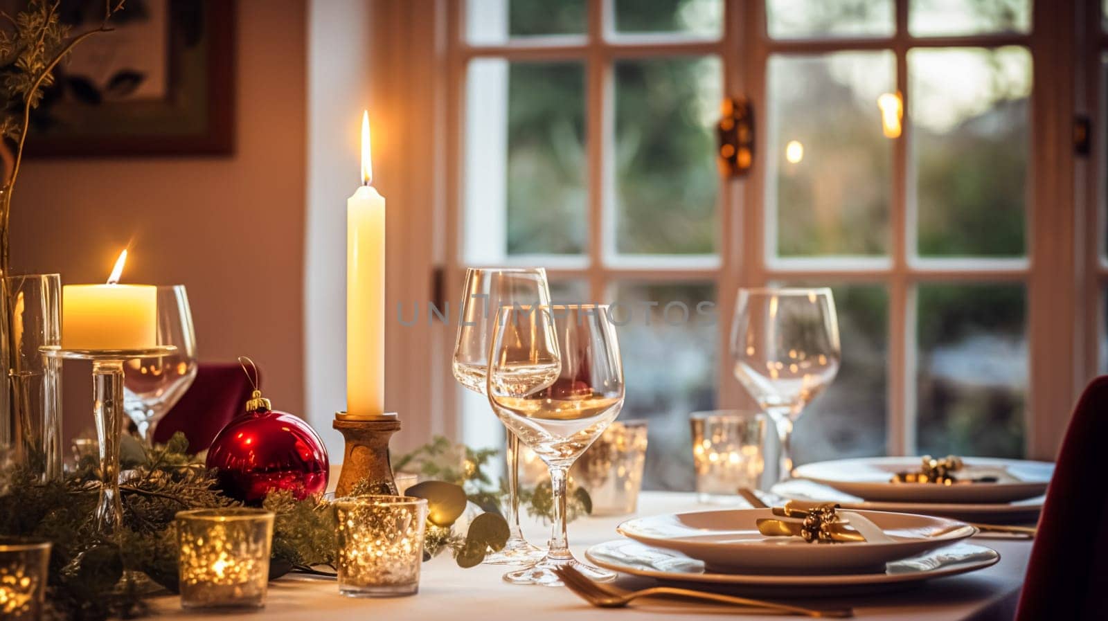 Holiday dinner at home, table decoration