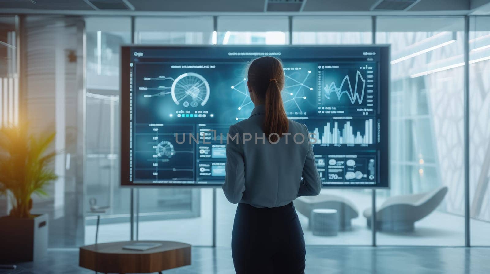 Professional business man looking at financial statistic chart while planning marketing strategy. Project manager checking at increasing sales while checking graph at meeting room. Business. AIG42.