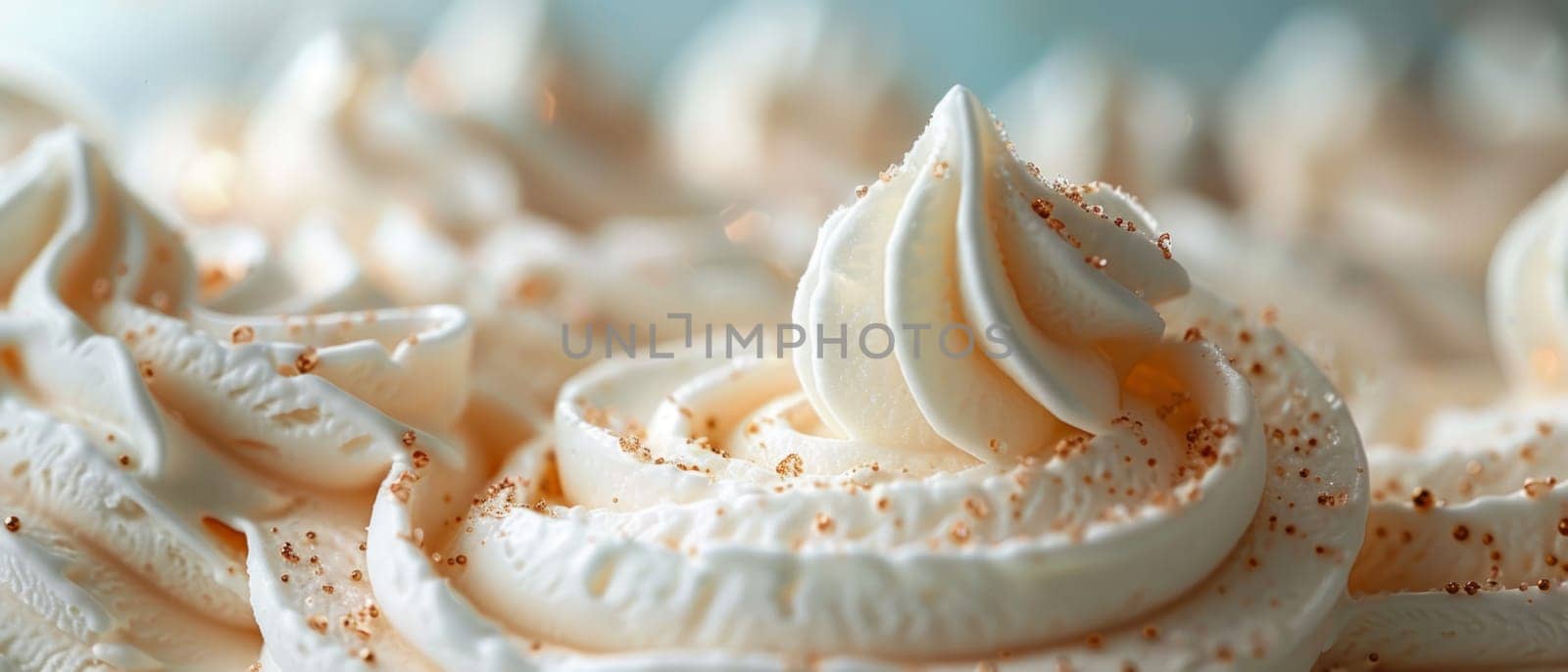 Ice Cream Swirl Close Up. Frozen Yoghurt Creamy Texture Background. Summer Food Banner. by iliris