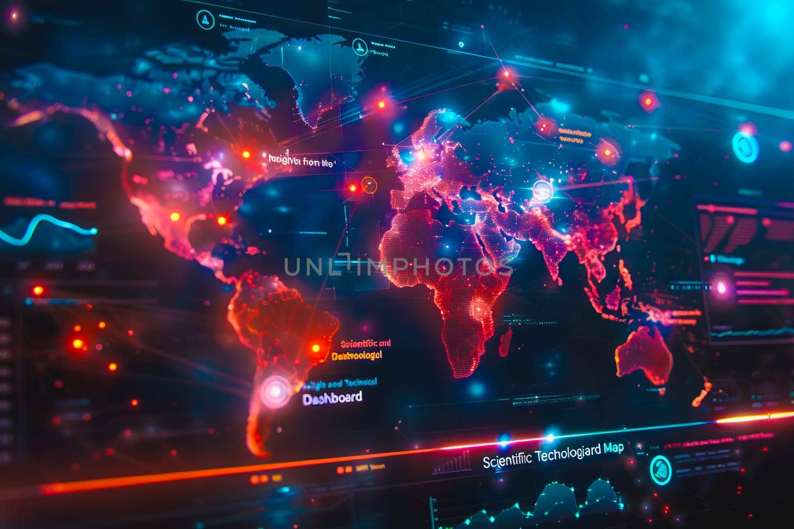 Diagram Scientific information futuristic and Technological Dashboard Map.