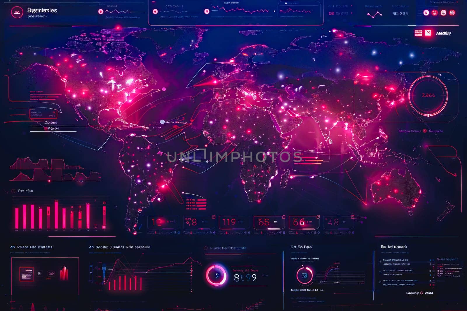 Diagram Scientific information futuristic and Technological Dashboard Map.