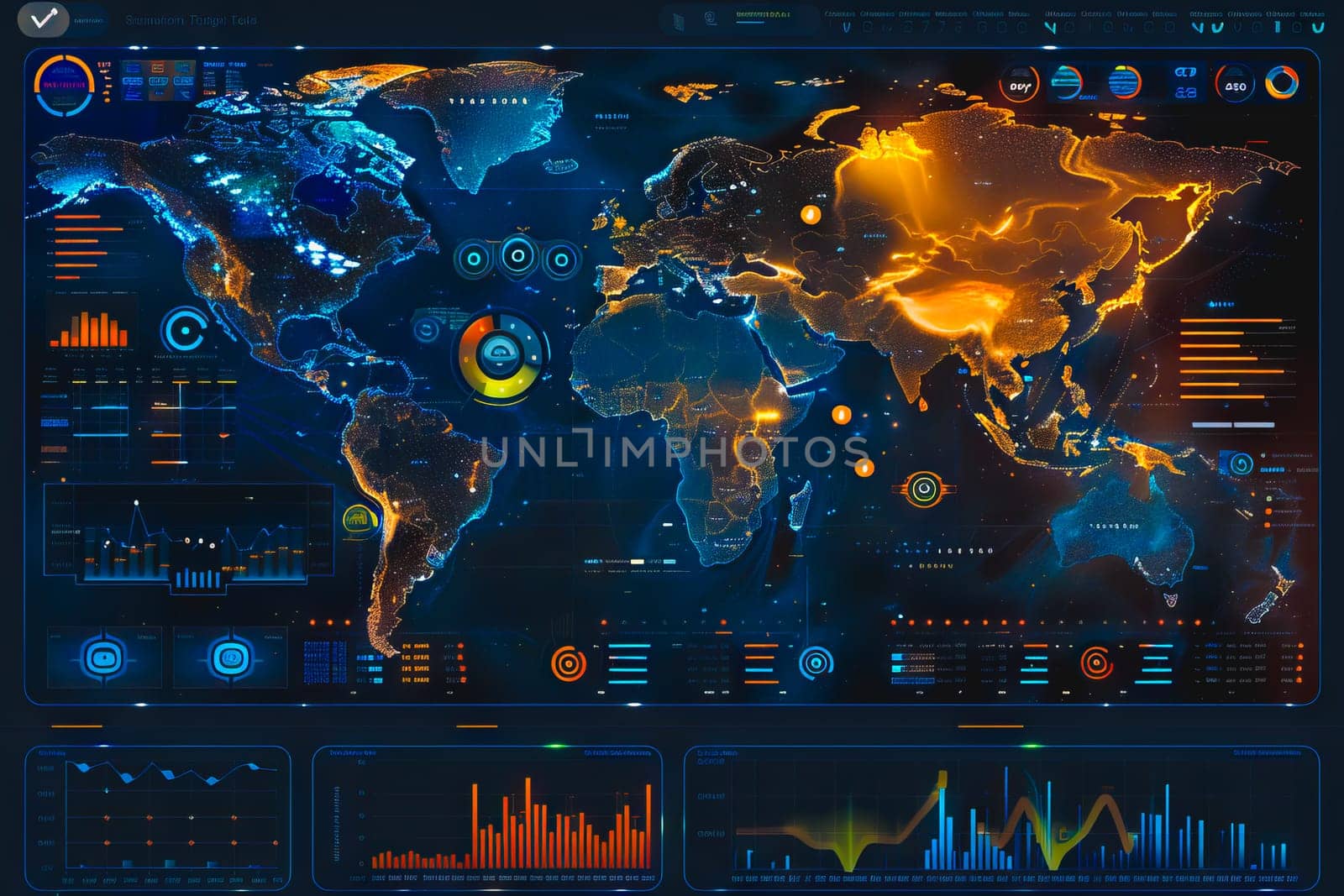 Diagram Scientific information futuristic and Technological Dashboard Map.