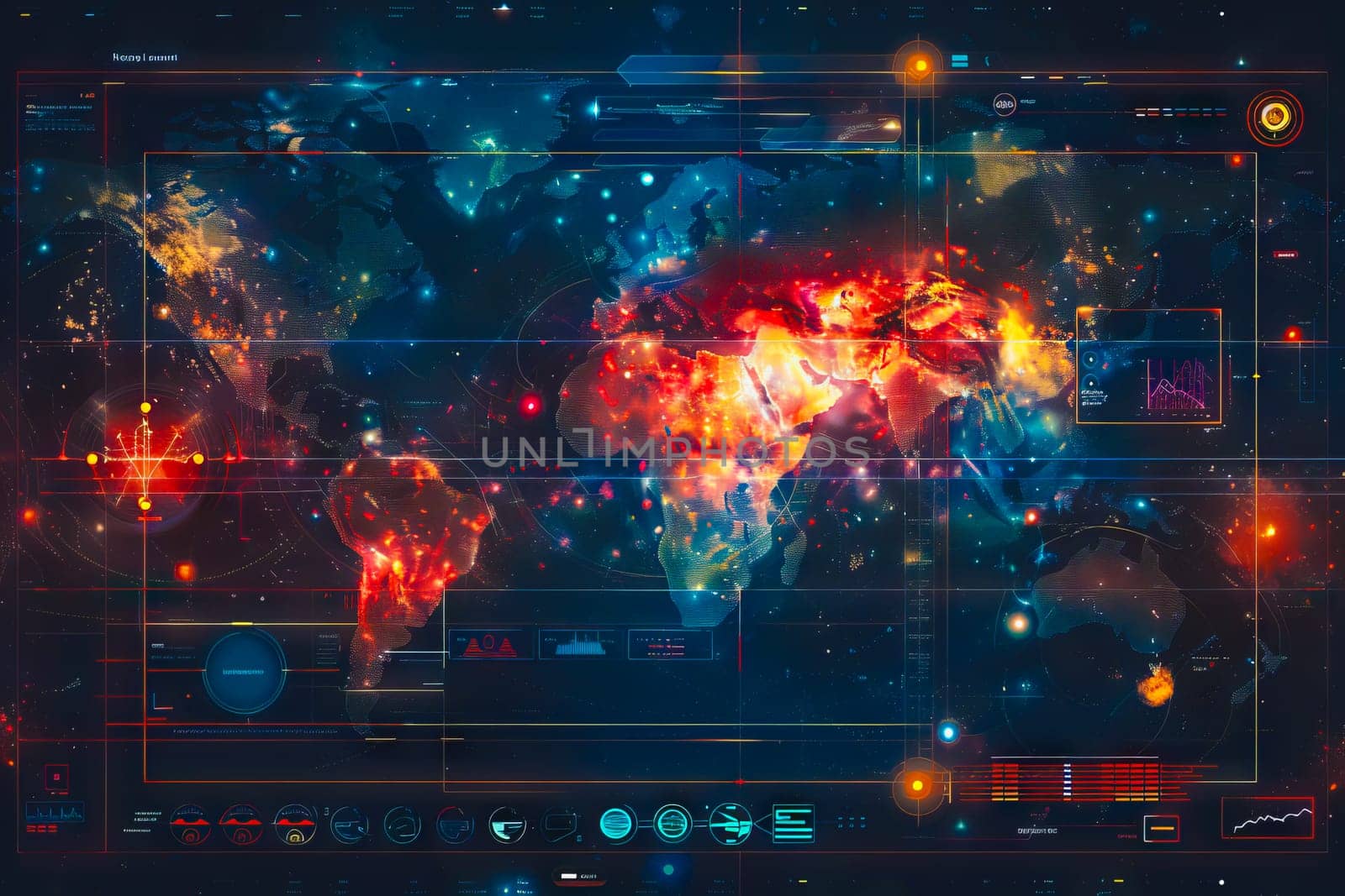 Diagram Scientific information futuristic and Technological Dashboard Map.