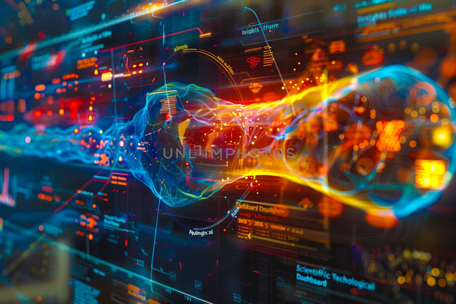 Diagram Scientific information futuristic and Technological Dashboard Map.