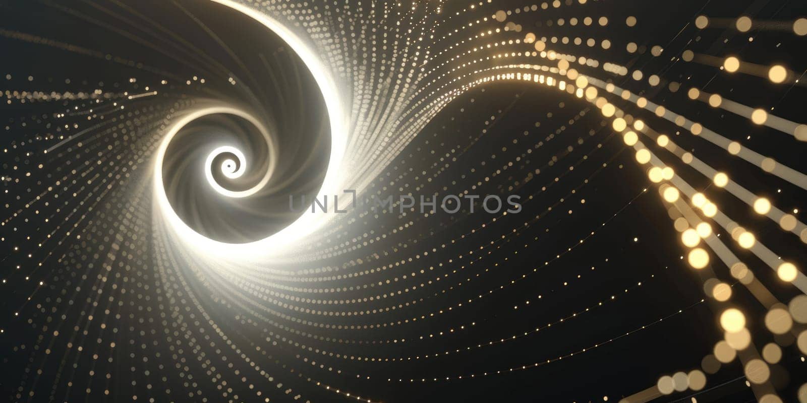 A glowing golden spiral of particles on a black background AIG51A.