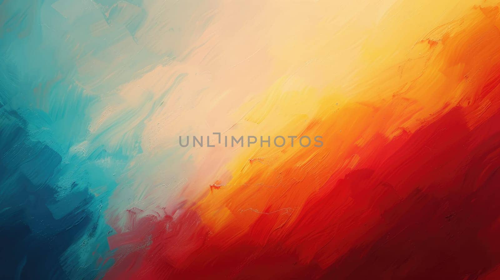 Abstract picture of painting was painted with vibrant watercolor paint brush. Artwork of vibrant picture with colorful splatter painted in paper with blue, red, pink, orange contrast colors. AIG42.