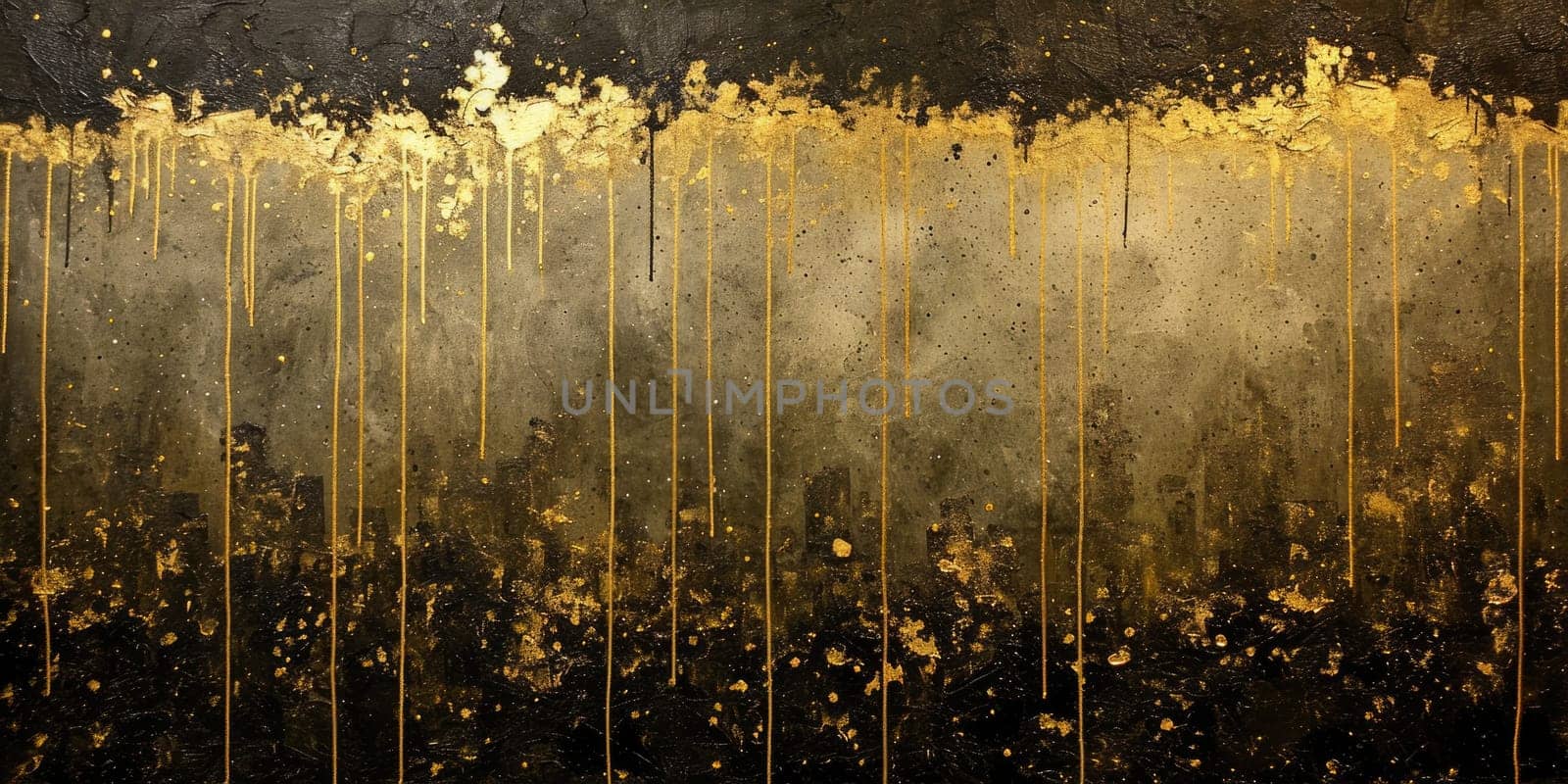 The abstract picture of the gold, grey and black colour that has been painted or splashed on the white blank background wallpaper to form random shape that cannot be describe yet beautiful. AIGX01.