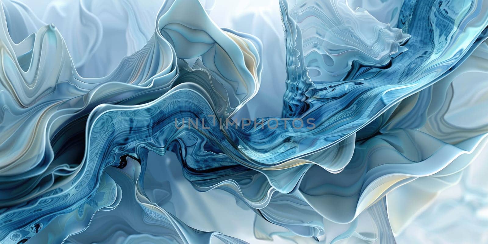 Blue and white abstract painting with a wavy pattern. AIG51A.