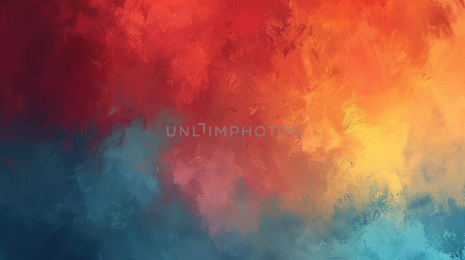 Abstract picture of painting was painted with vibrant watercolor paint brush. Artwork of vibrant picture with colorful splatter painted in paper with blue, red, pink, orange contrast colors. AIG42.