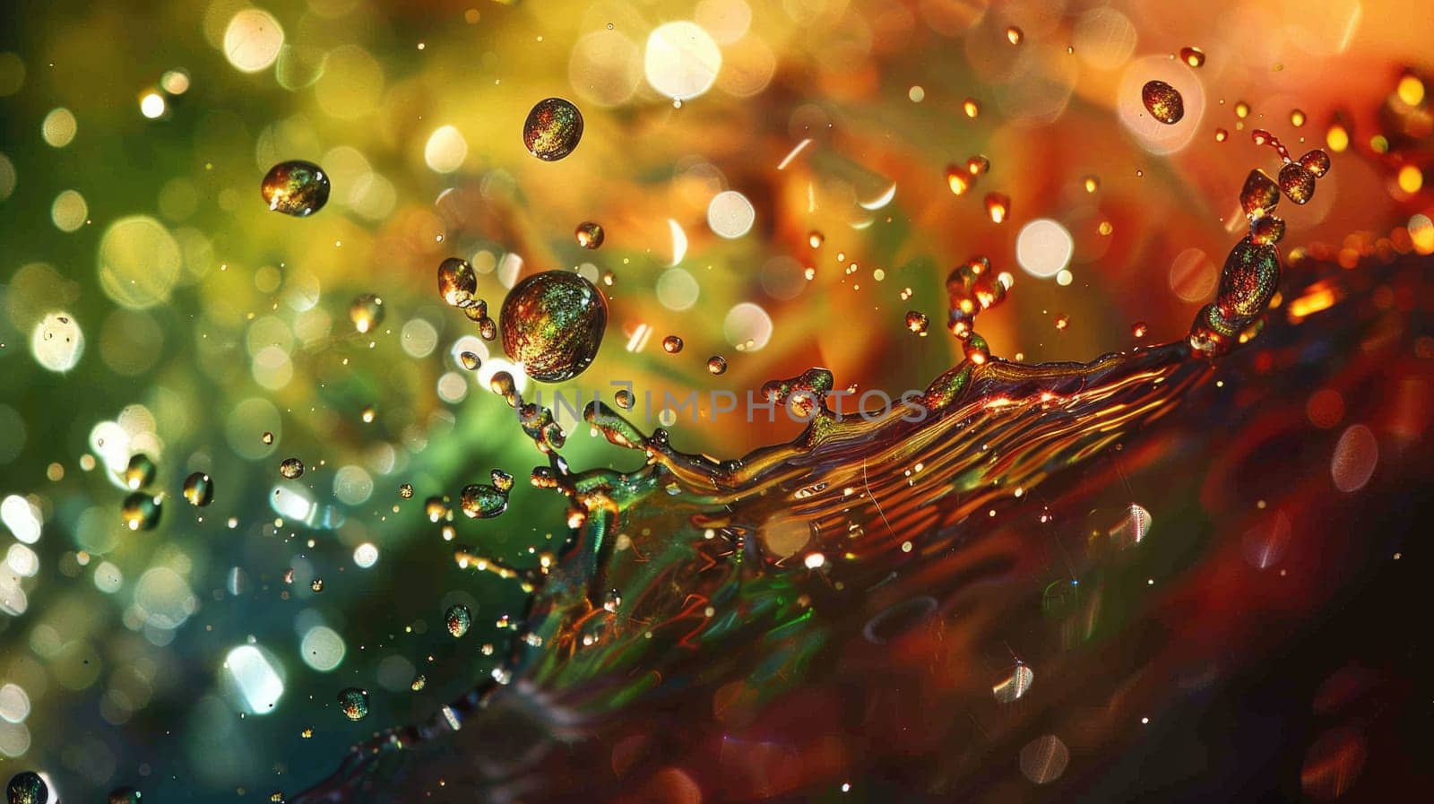 A close up of rain drops falling into a puddle, capturing the beauty of water and reflecting the natural landscape like grass and terrestrial plants AIG50