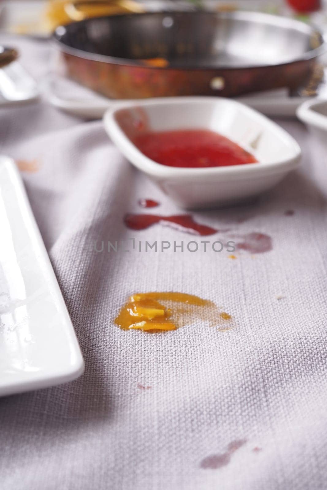 foods spilled over the breakfast table