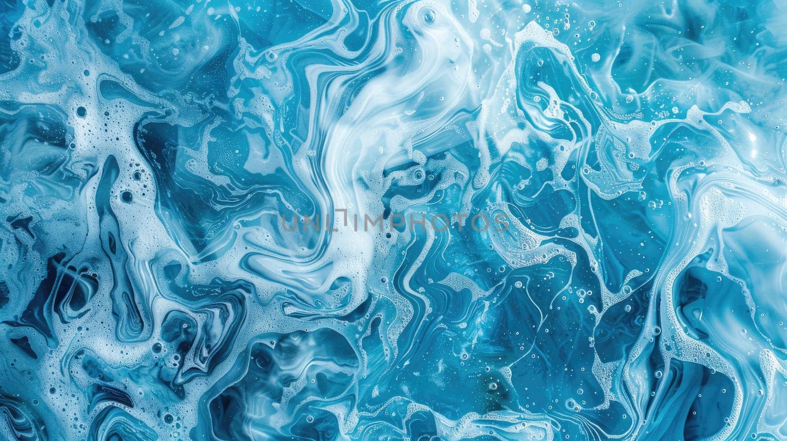 A close up of a wind wave in the ocean, showcasing the fluid and transparent material of the water. The electric blue pattern is mesmerizing as the wave freezes in time AIG50