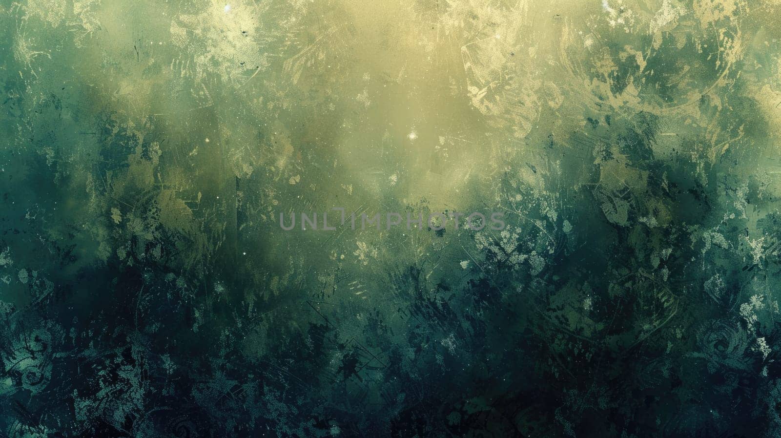 A dark green and yellow abstract painting with a rough texture. AIG51A.