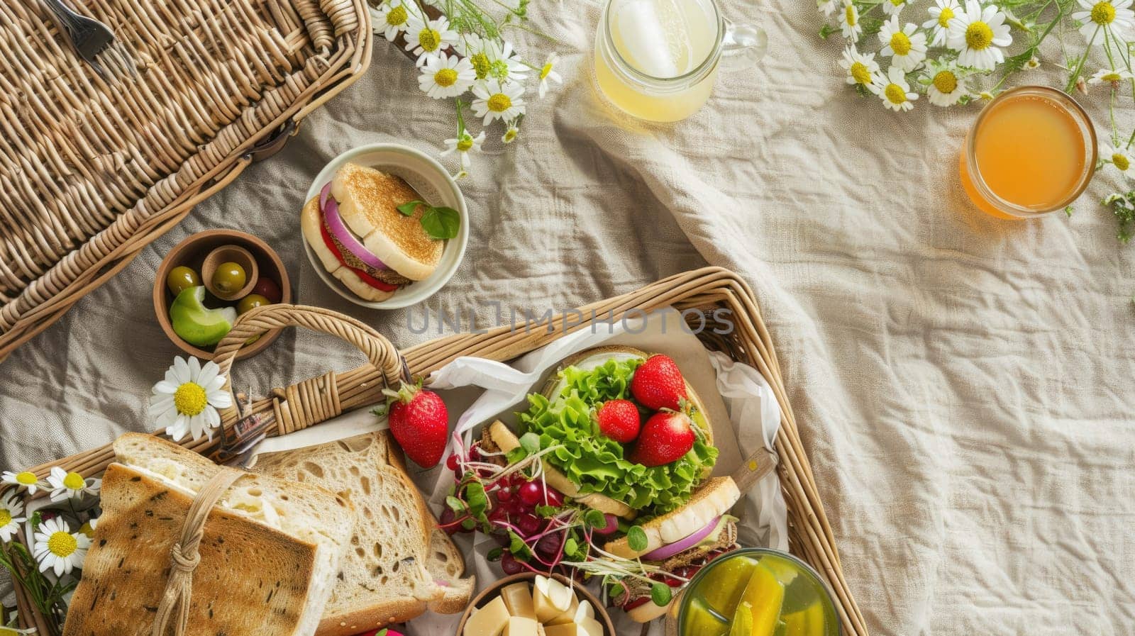 Various types of food are displayed on the table, including a selection of dishes, leaf vegetables, vegetables, and garnishes, showcasing a diverse range of cuisines and ingredients AIG50