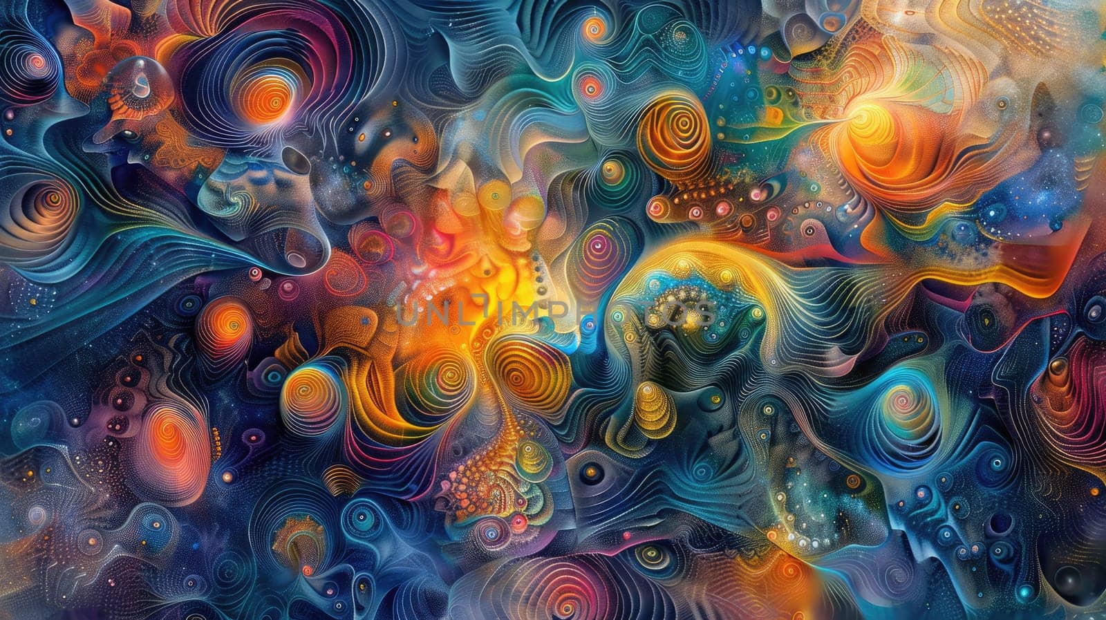 Colorful abstract painting with a hint of spirals. AIG51A.