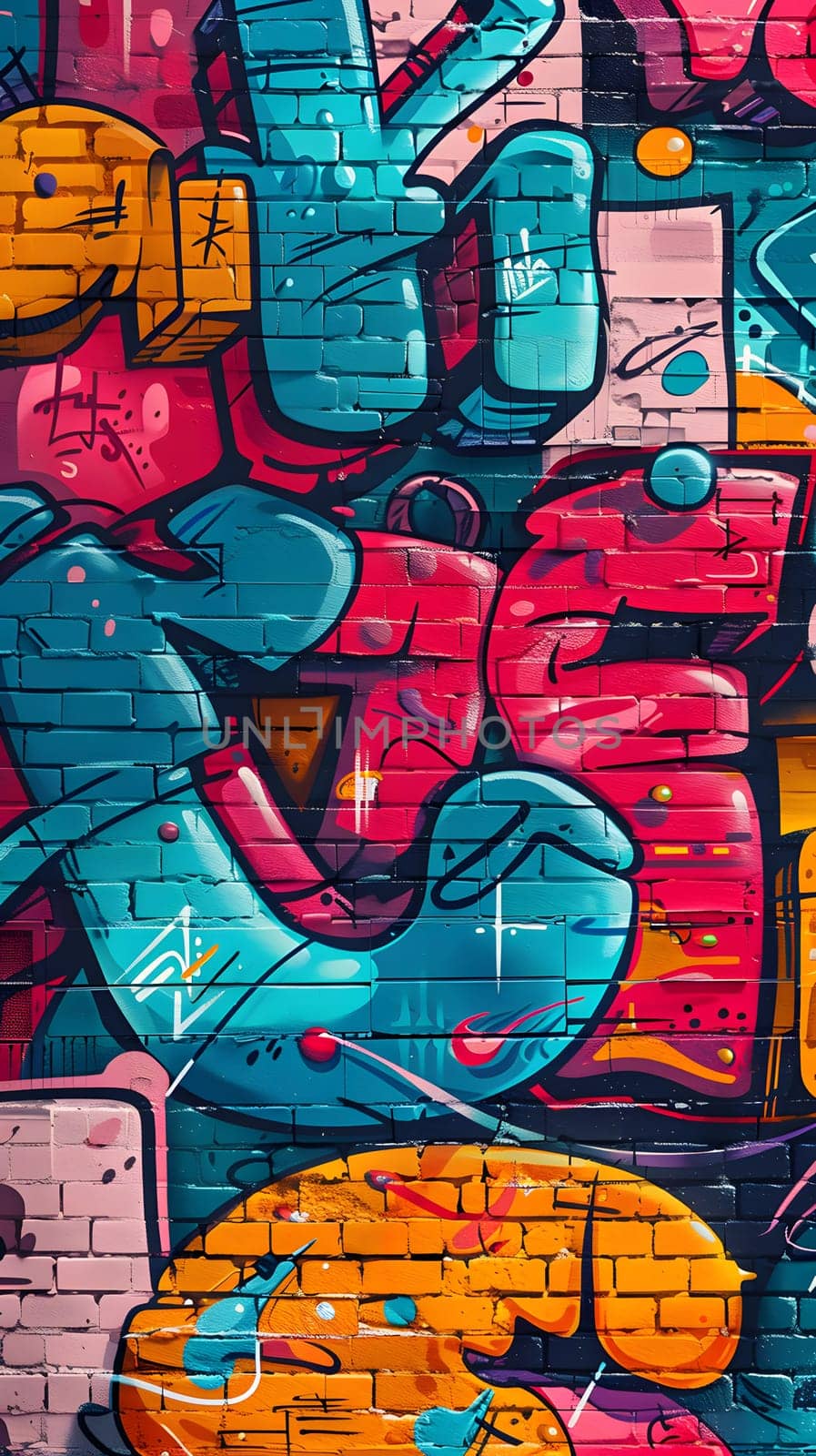 A vibrant graffiti mural on a brick wall featuring a peace sign in electric blue hues, created using azure art paint and bold font styles