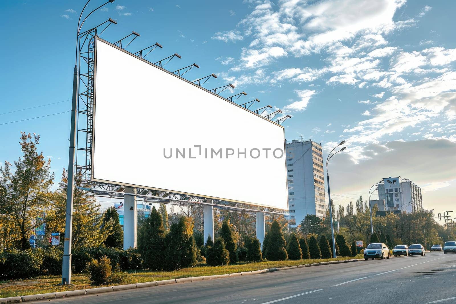 Blank white billboard signage, empty info banner, street banner. Mock up for advertisement