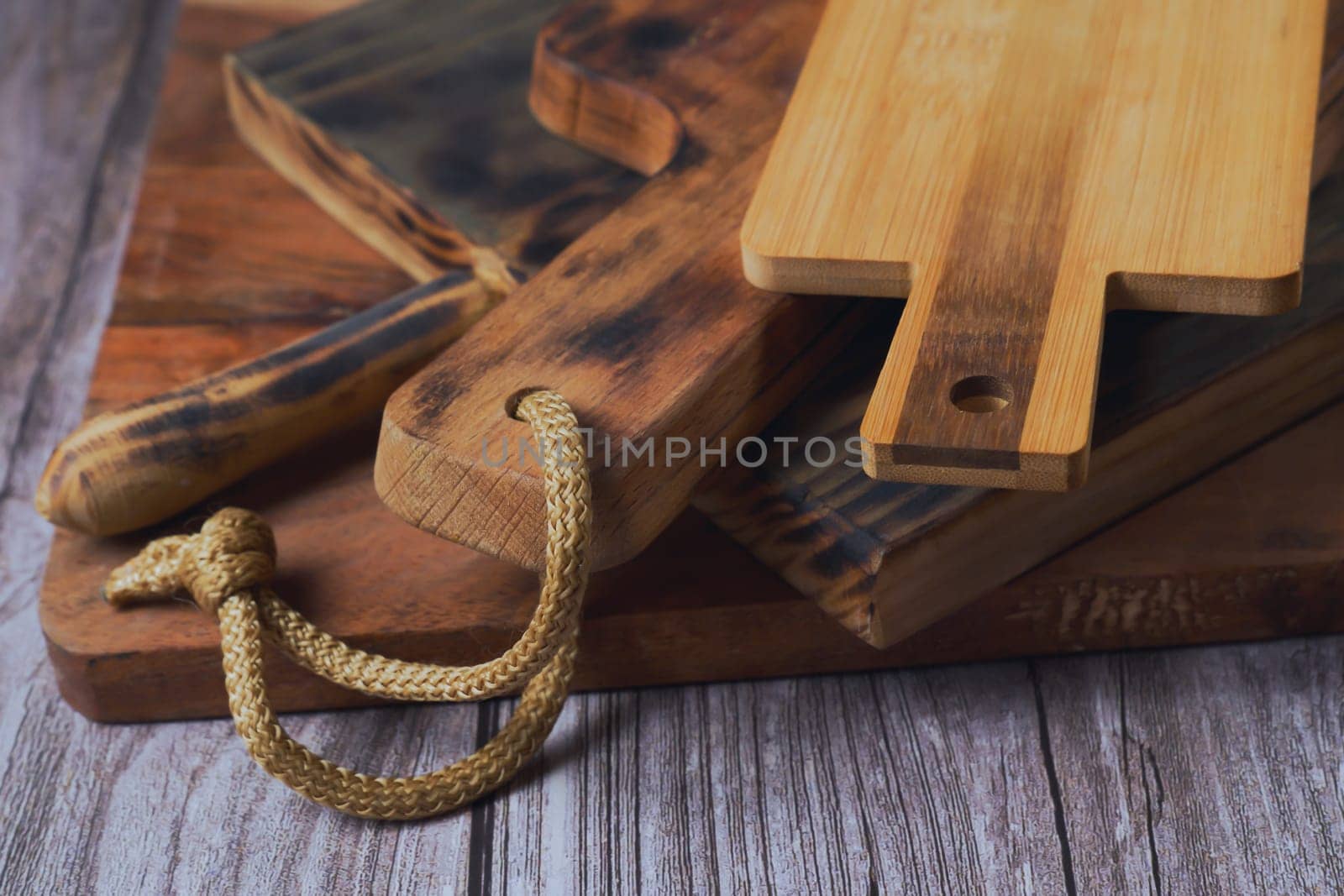 wooden cutting boards used in the kitchen by joseantona