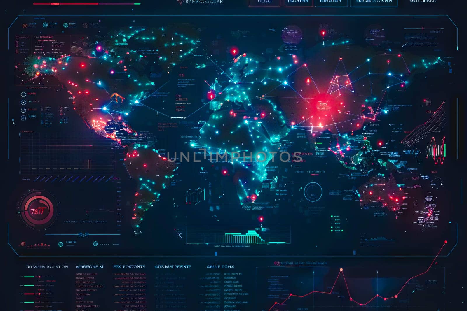 Diagram Scientific information futuristic and Technological Dashboard Map.