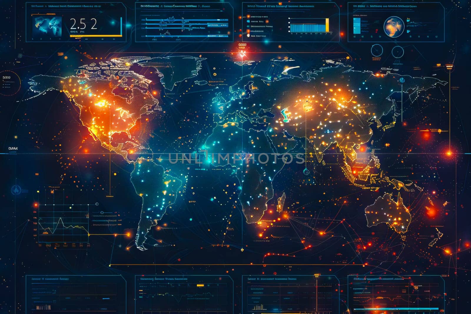 Diagram Scientific information futuristic and Technological Dashboard Map.