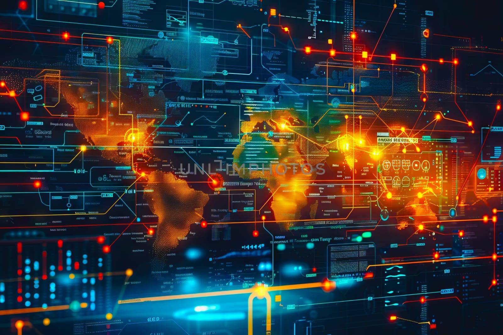 Diagram Scientific information futuristic and Technological Dashboard Map.