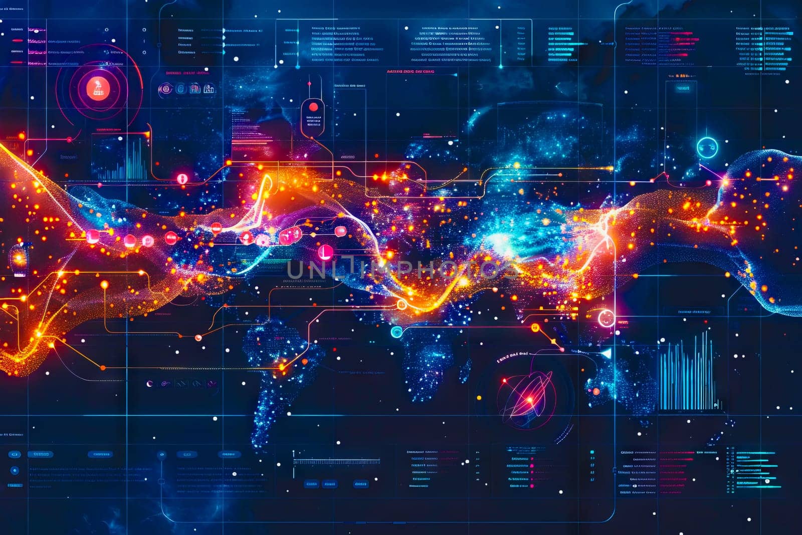 Diagram Scientific information futuristic and Technological Dashboard Map.