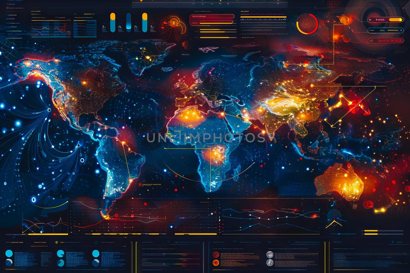 Diagram Scientific information futuristic and Technological Dashboard Map.