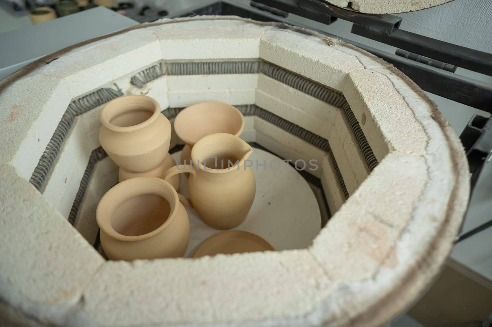 Ceramic dishes in a special kiln. School of Ceramics